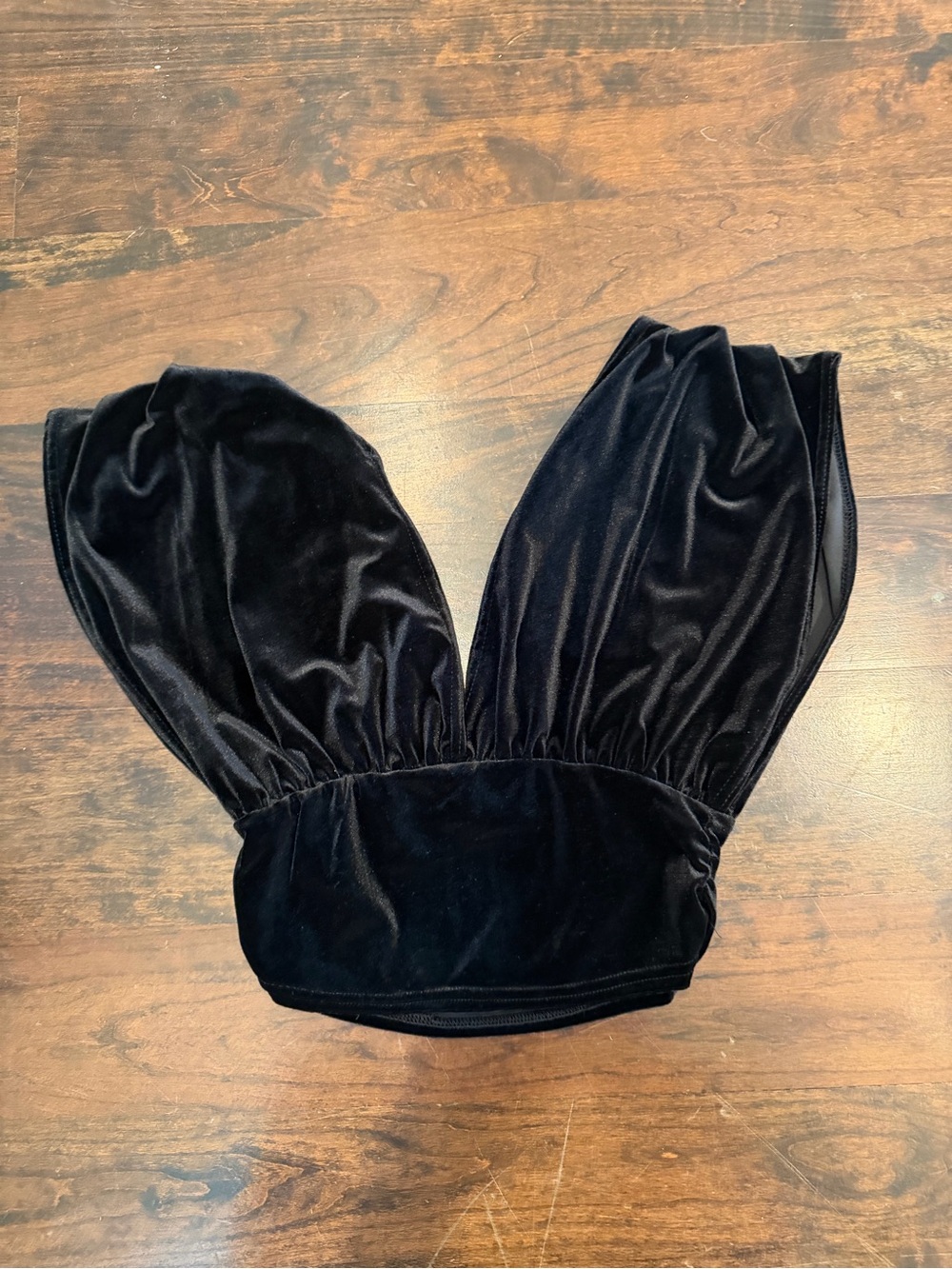 PrettyLittleThing Black Velvet Ruched Tank Top